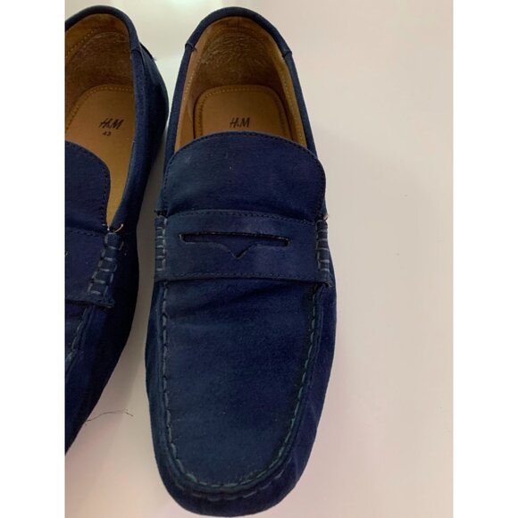 H&M Navy Suede Covered Canvas, Mens Slip-On, Driving Loafer Shoes Size 10 (EU43) - Picture 3 of 6